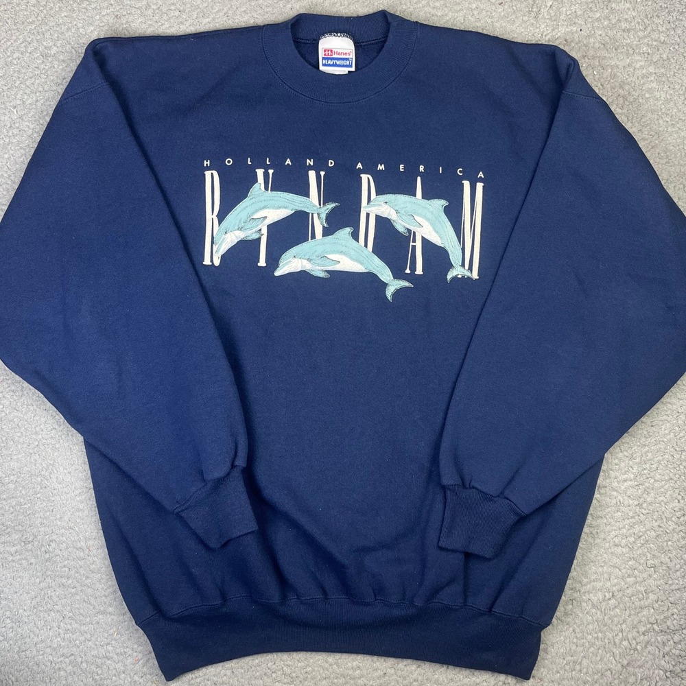 Holland America Ryndam Cruise Line Dolphins Vintage Sweatshirt Mens L Sweater